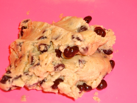 chocolate chip dough with chocolate covered pomegranate